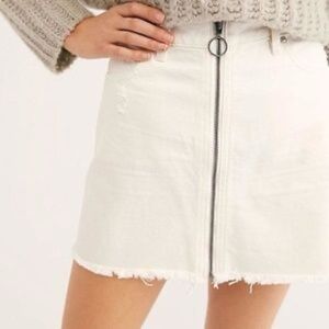 Free People ‘We The Free’ White Denim Zip Front Mini Skirt